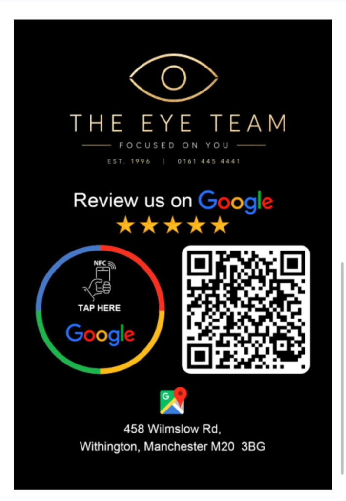 Review The Eye Team on Google - scan QR code or tap to leave a review